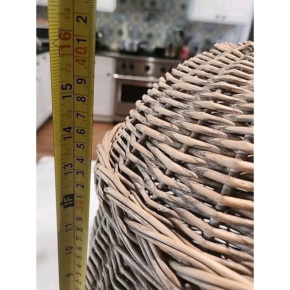 French-style Rustic Wicker Onion or Potato Storage Basket Hopper Style With Lid